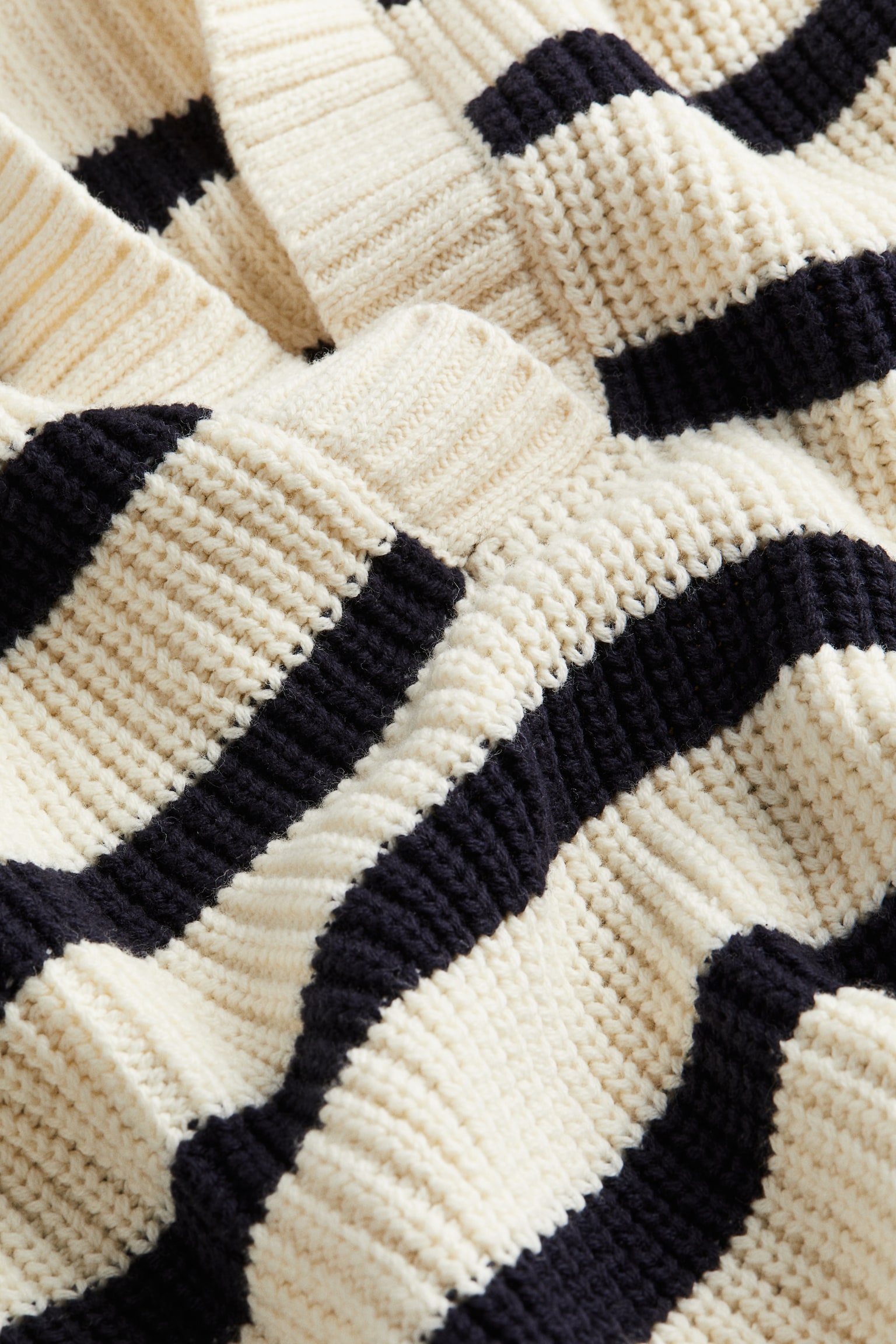 Rib-knit polo jumper - Cream/Black striped/Black/White striped - 4