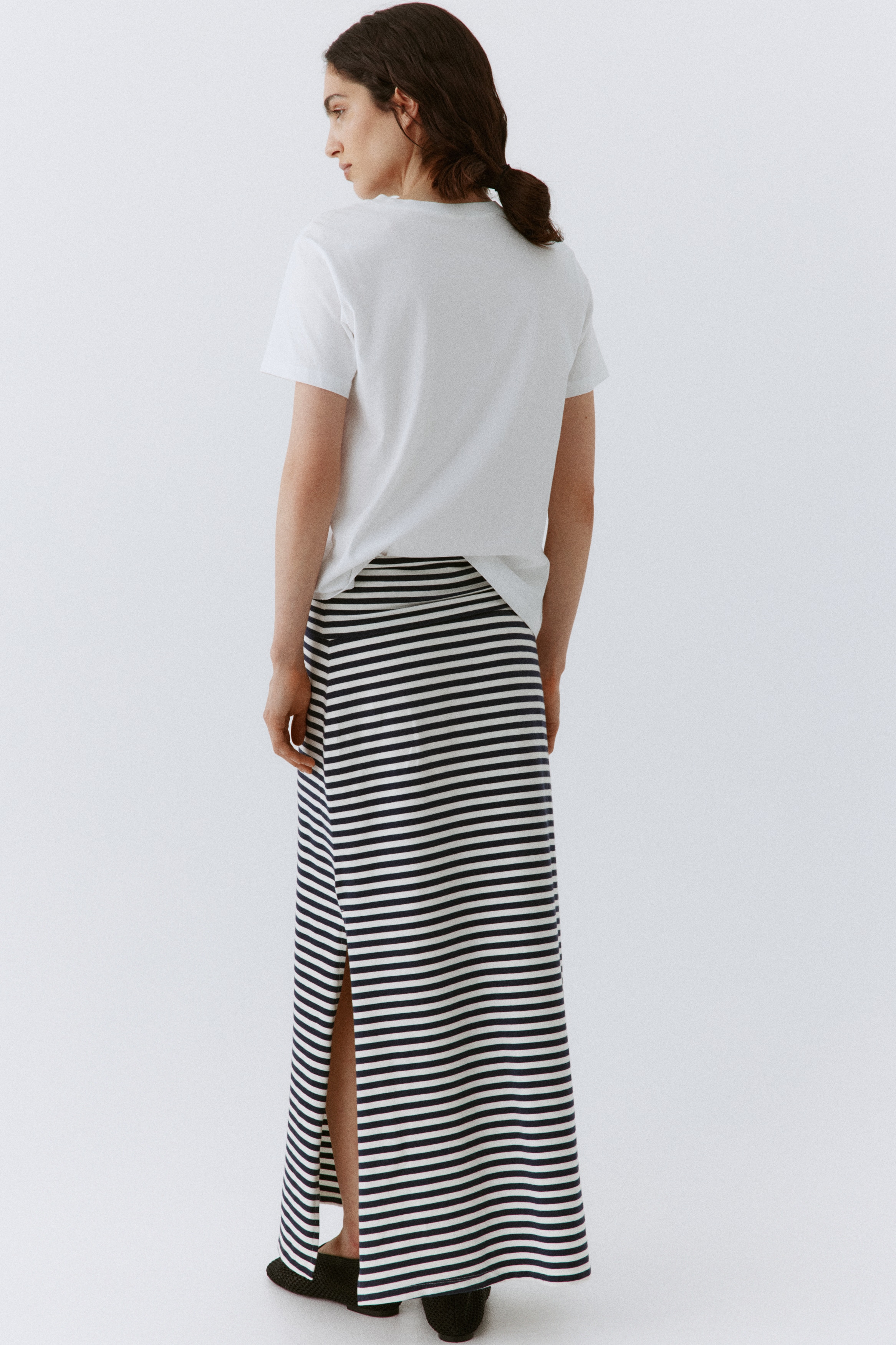 Cotton Skirt with Foldover WaistModel