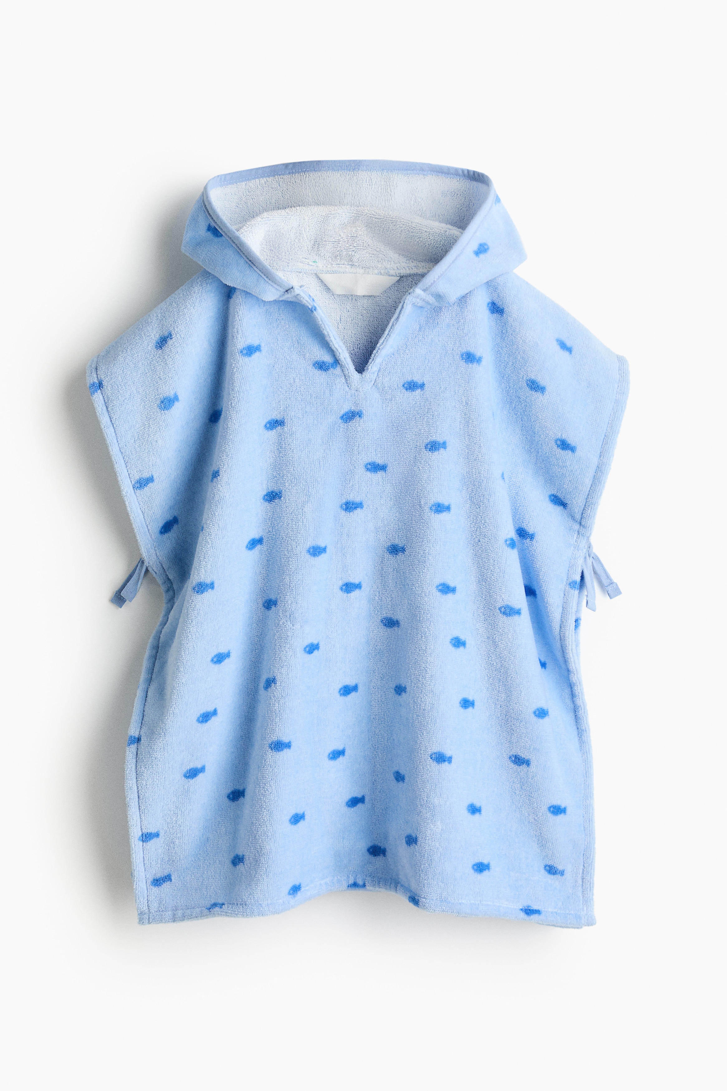 Asciugamano a poncho per bambini - Azzurro/pesci/Giallo chiaro/arance