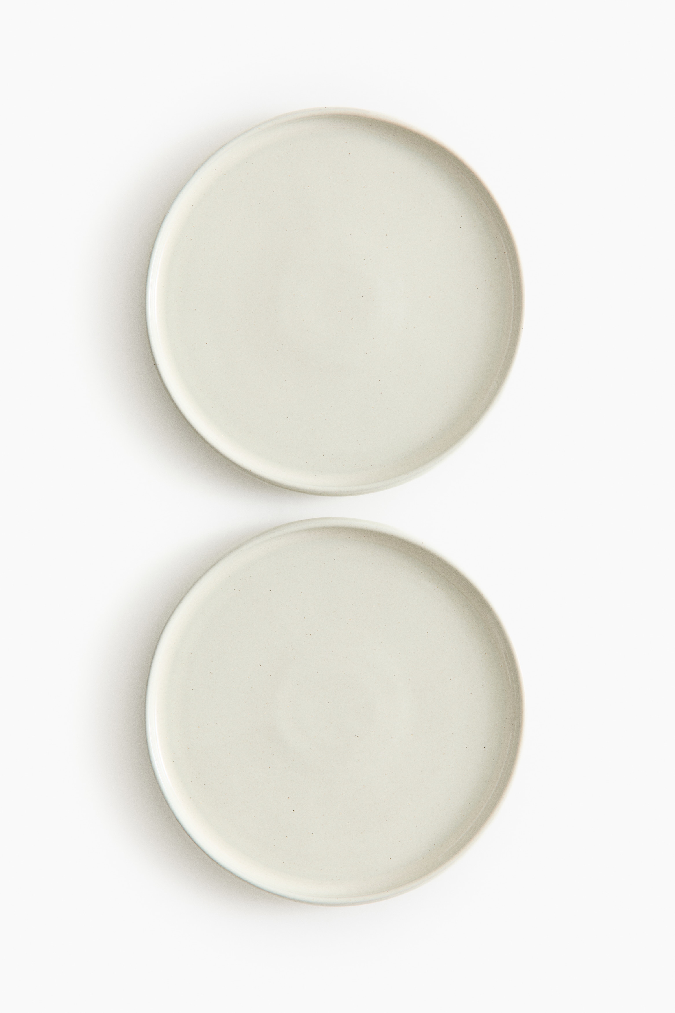 Lot de 2 grandes assiettes en grès cérame - Blanc/Vert