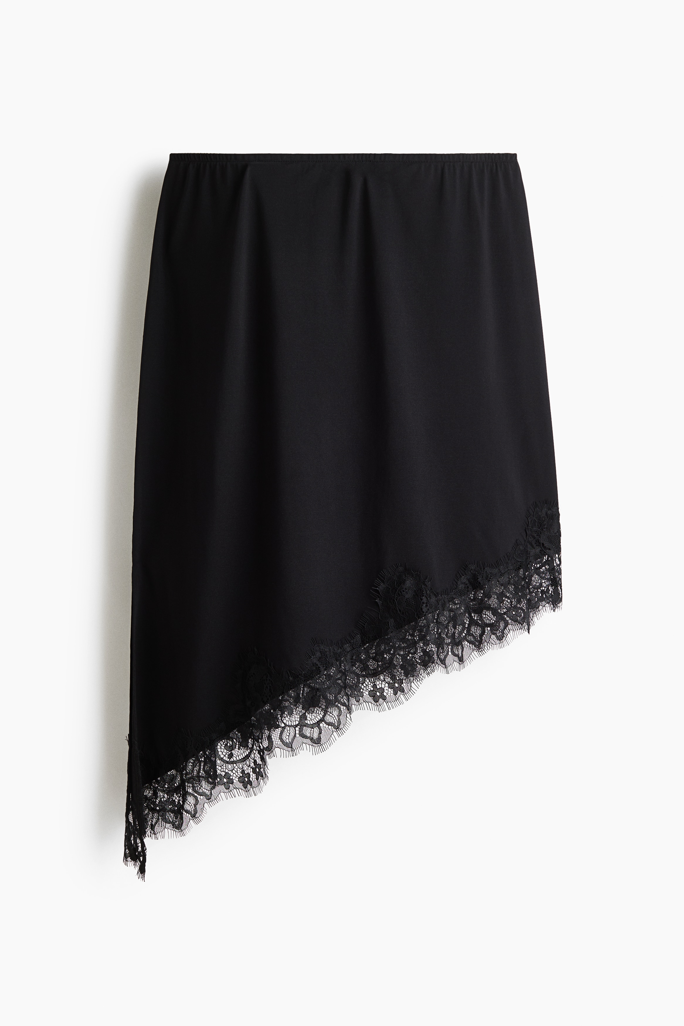 Jupe asymétrique avec dentelle - Noir