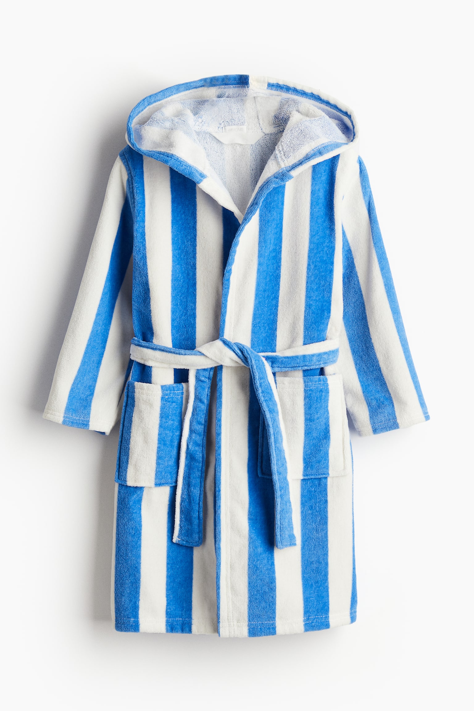 Cotton terry dressing gown - Bright blue/Striped/Light beige/Striped/Hot pink/Striped - 1