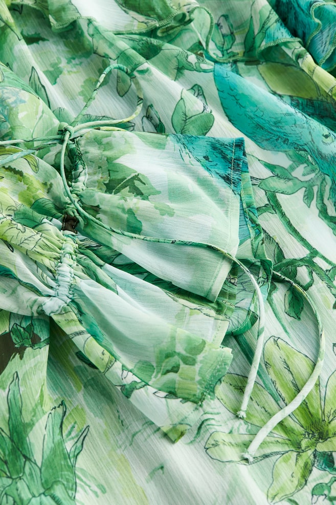 Longue robe volantée - Vert clair/motif - 5