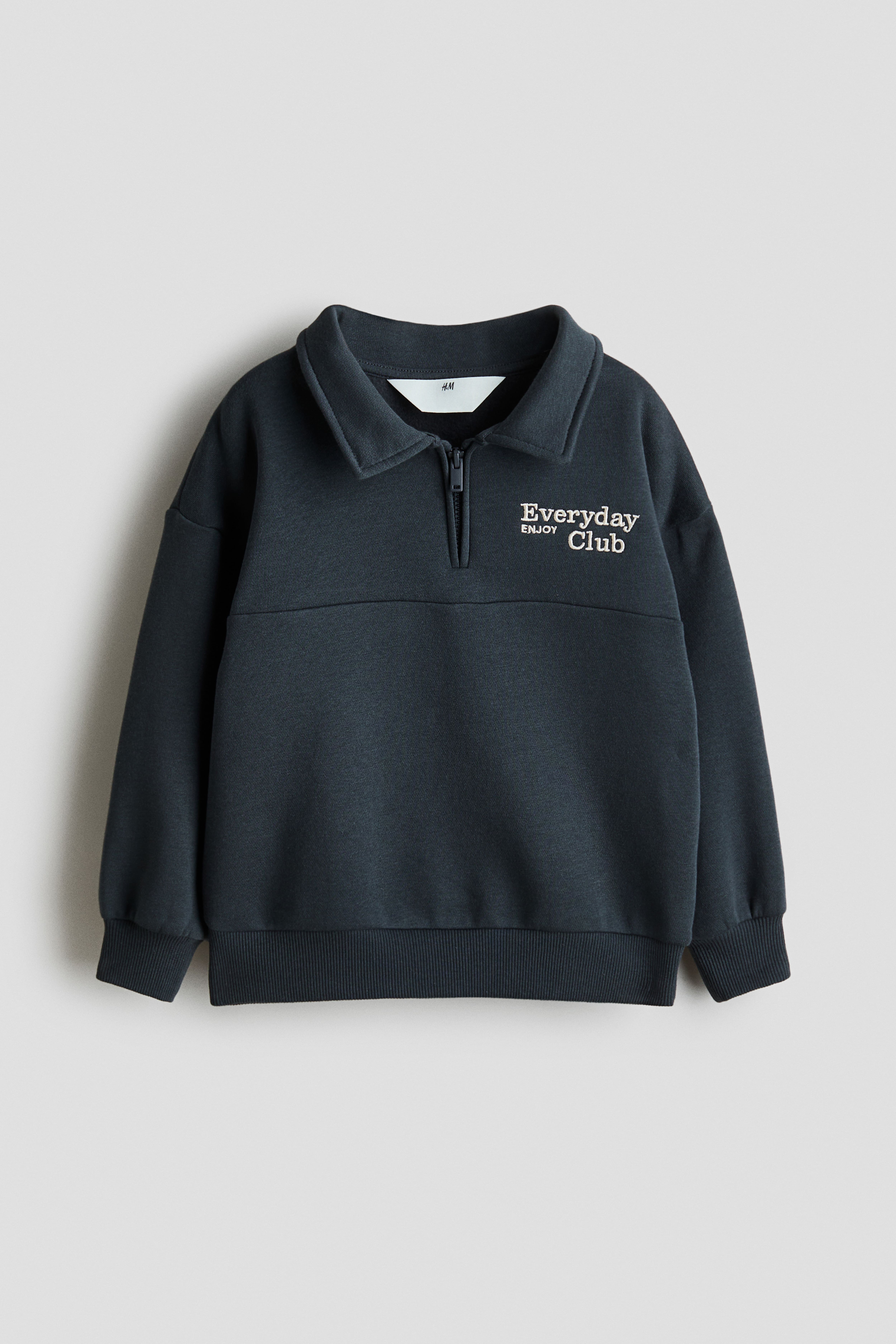 Embroidered-Detail Half-Zip Sweatshirt