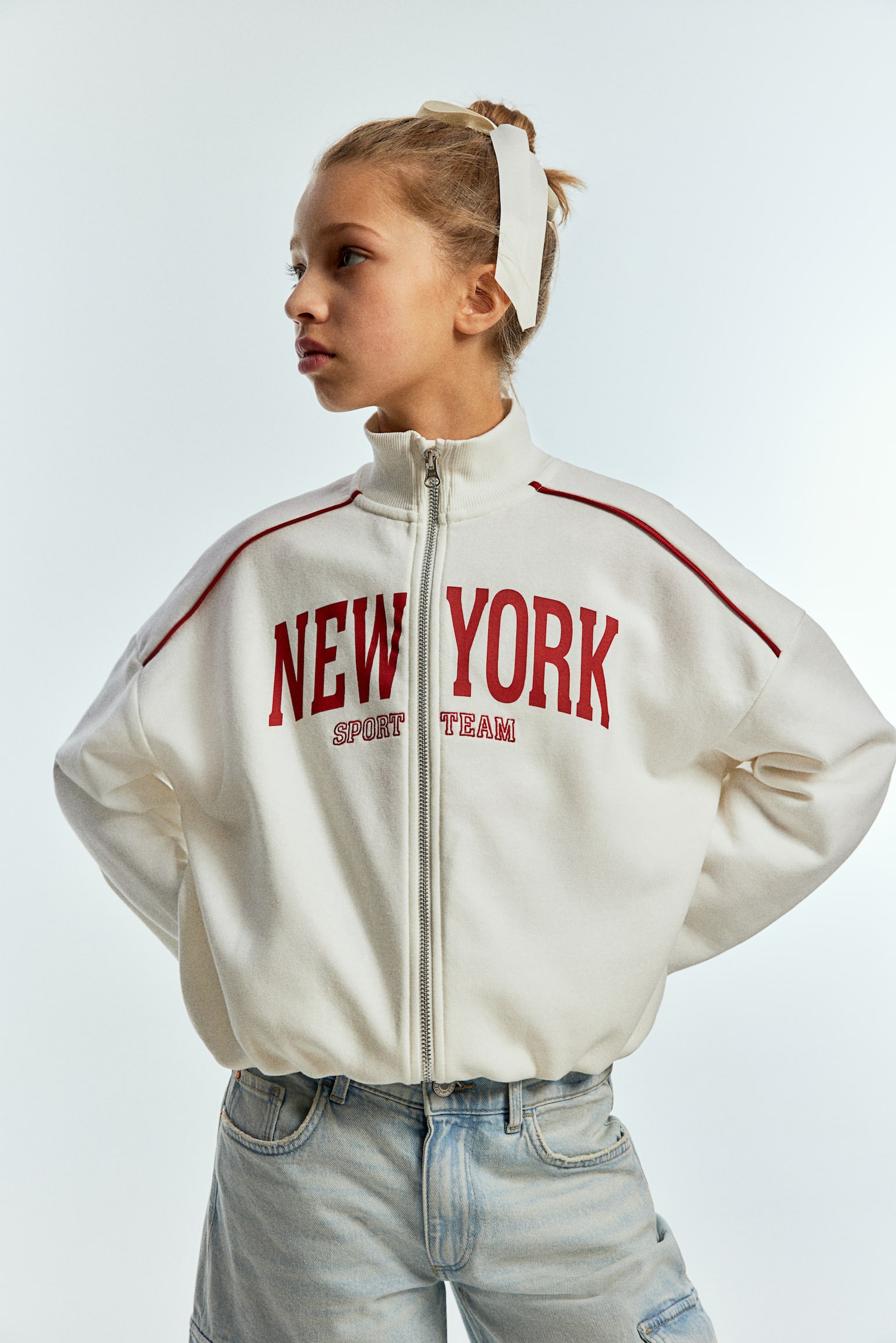 Print Design Zip Up Sweater - White/New York/Light grey/East Coast/Navy blue/Boston - 2