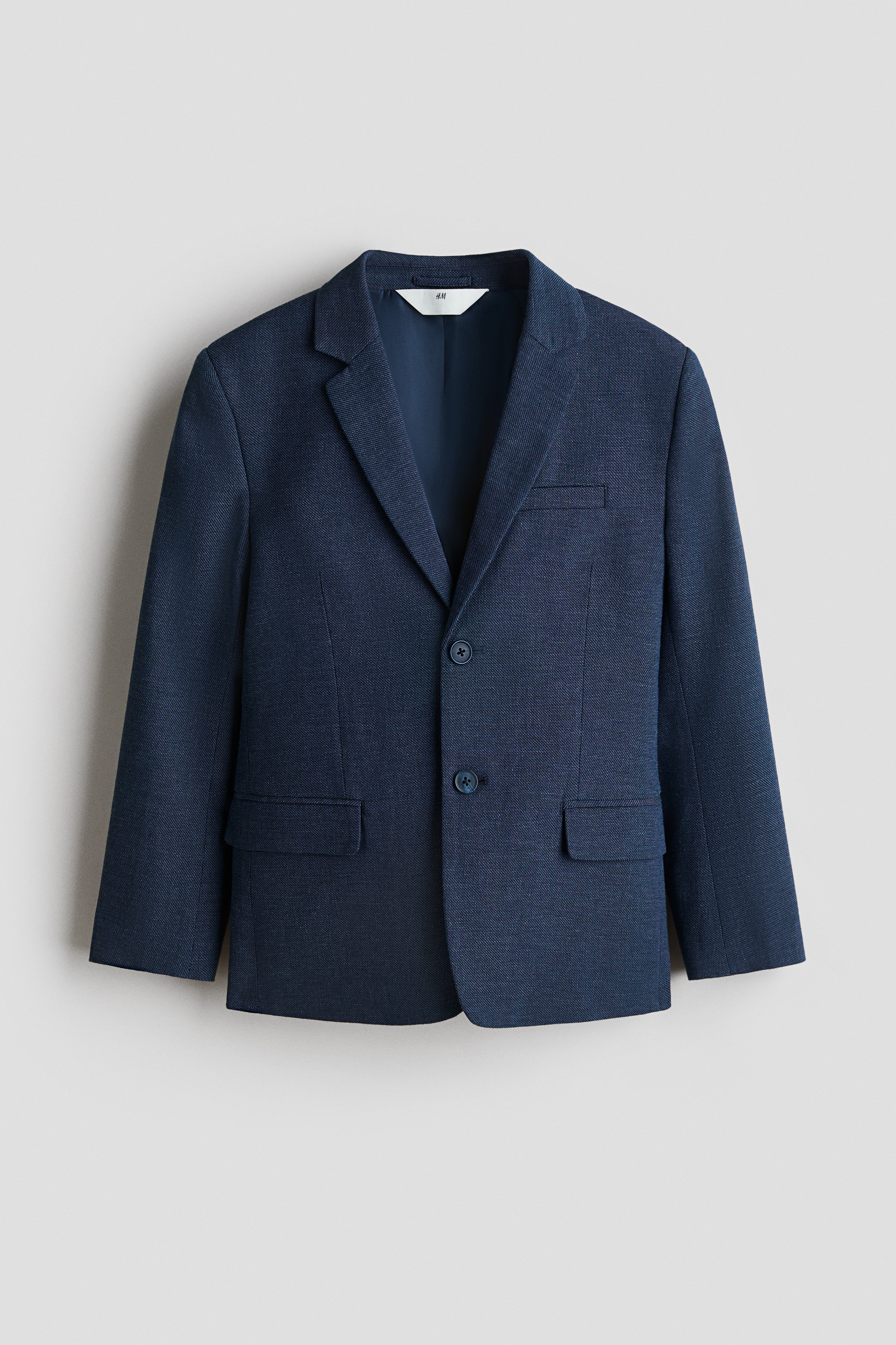 Linen-Blend Jacket - Navy blue/Light beige