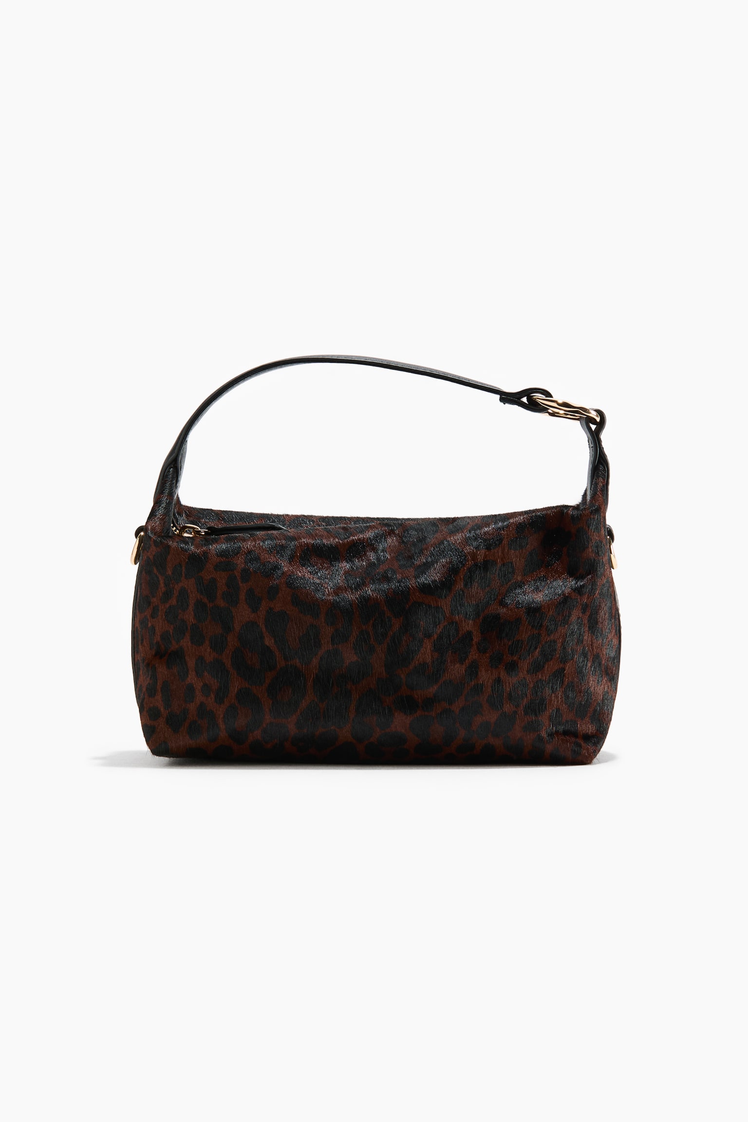 Leather Crossbody Bag - Dark brown/faux leopard - 1