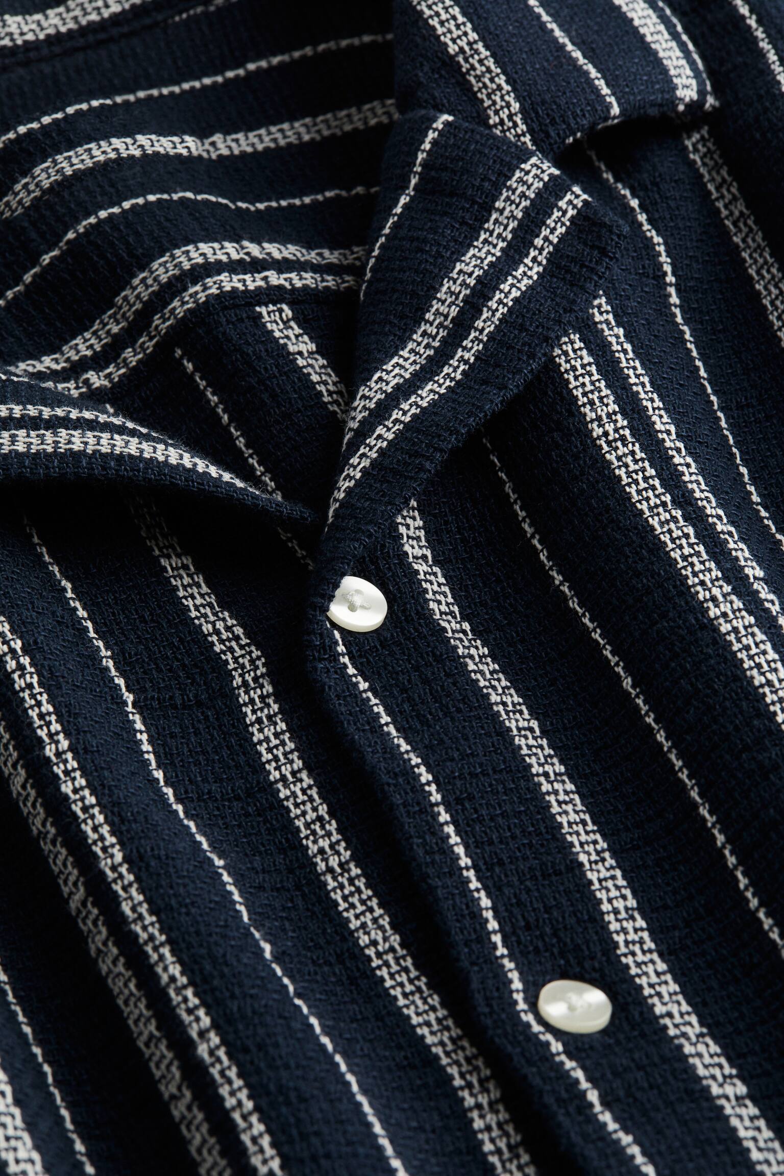 Regular Fit Textured Knit Resort Shirt - Navy blue/Stripe/Grey/Light blue stripe/Khaki green - 4