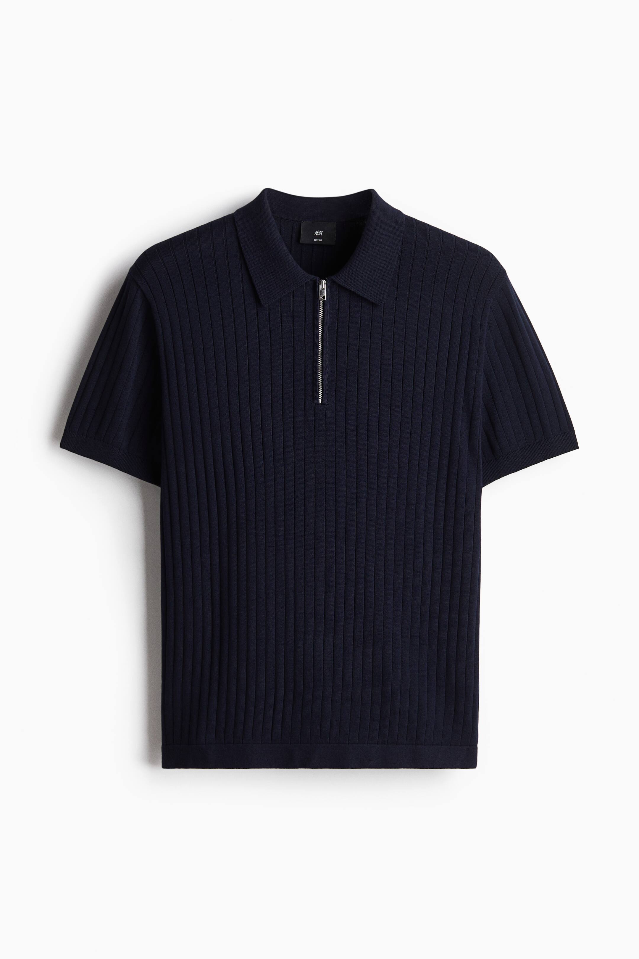 Ver imagem maior: Polo com fecho éclair Slim Fit - Azul marinho - HOMEM | H&M PT 5