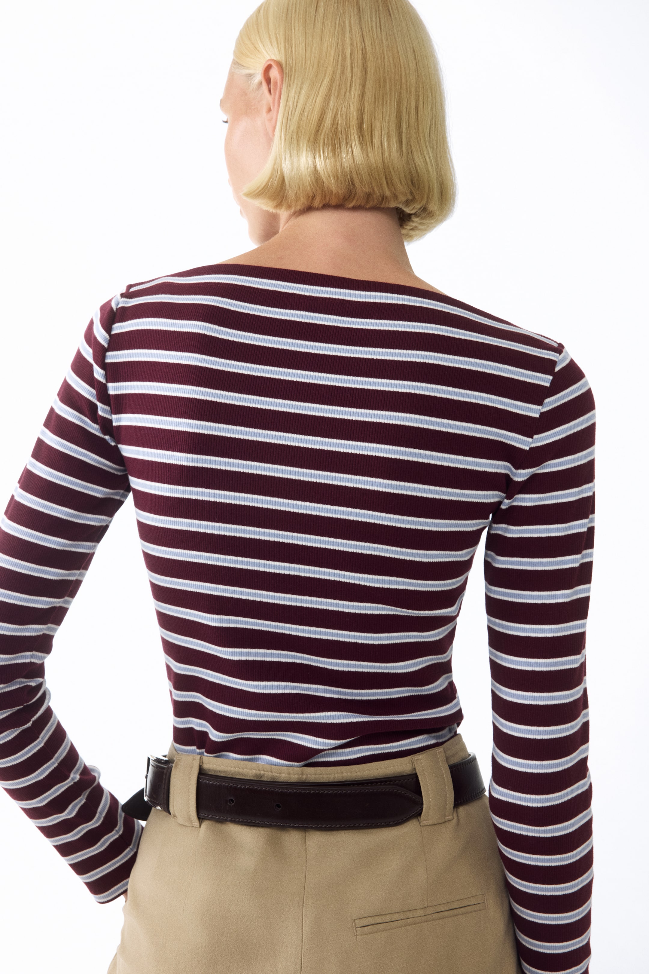 Ribbed Boat-Neck Top