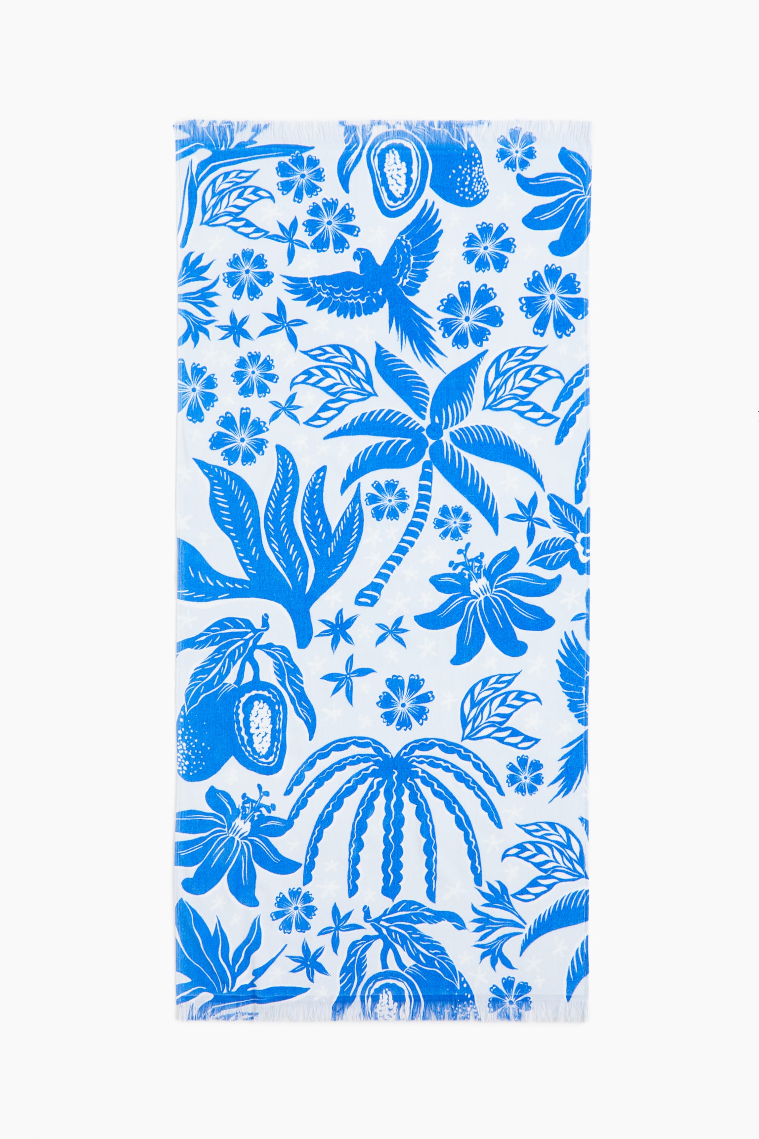 Patterned beach towel - Blue/White/Orange/White/Green/White - 1