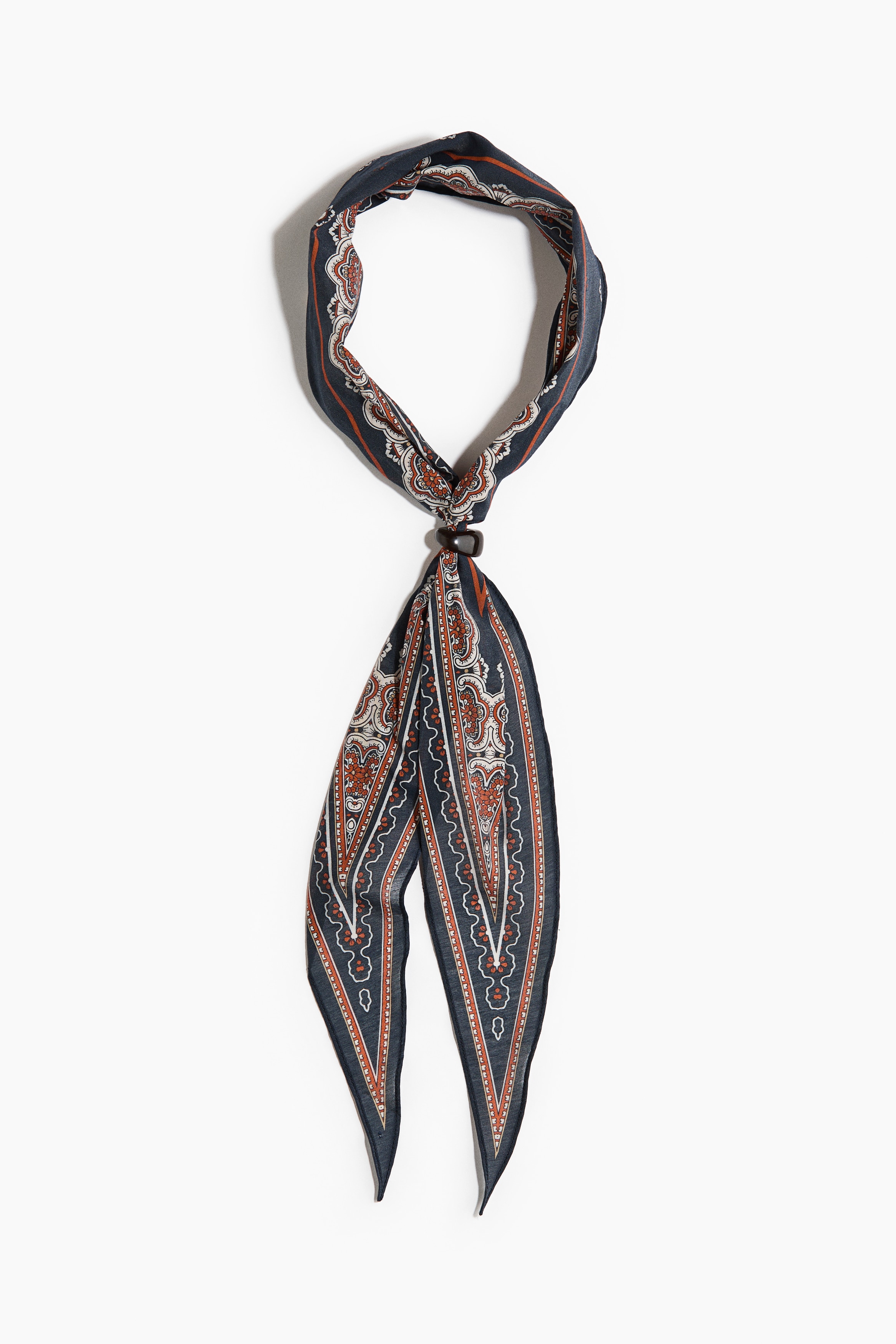 Bead-Detail Neck Scarf - Navy blue/patterned/White/zebra print