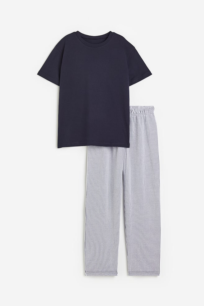 Cotton pyjamas - Navy blue/Striped - 1