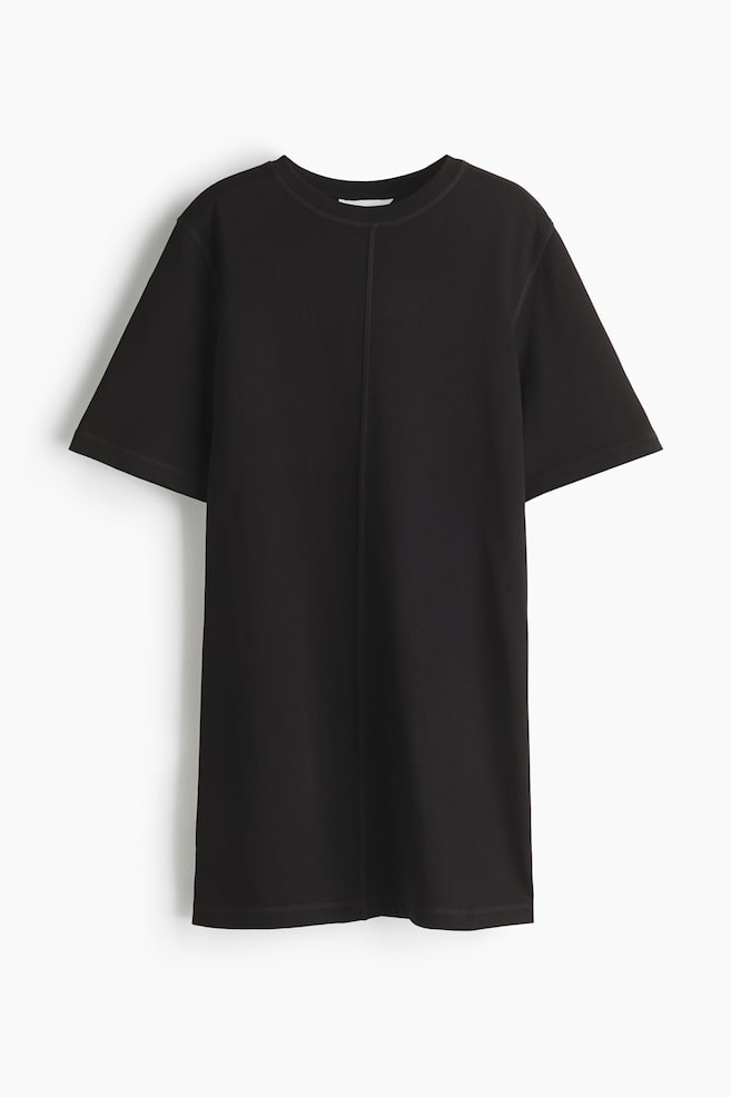 Cotton T-Shirt Dress - Black - 1