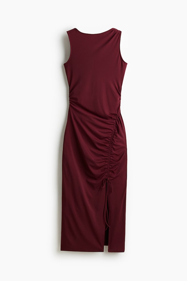 Drawstring-detail dress - Burgundy - 1