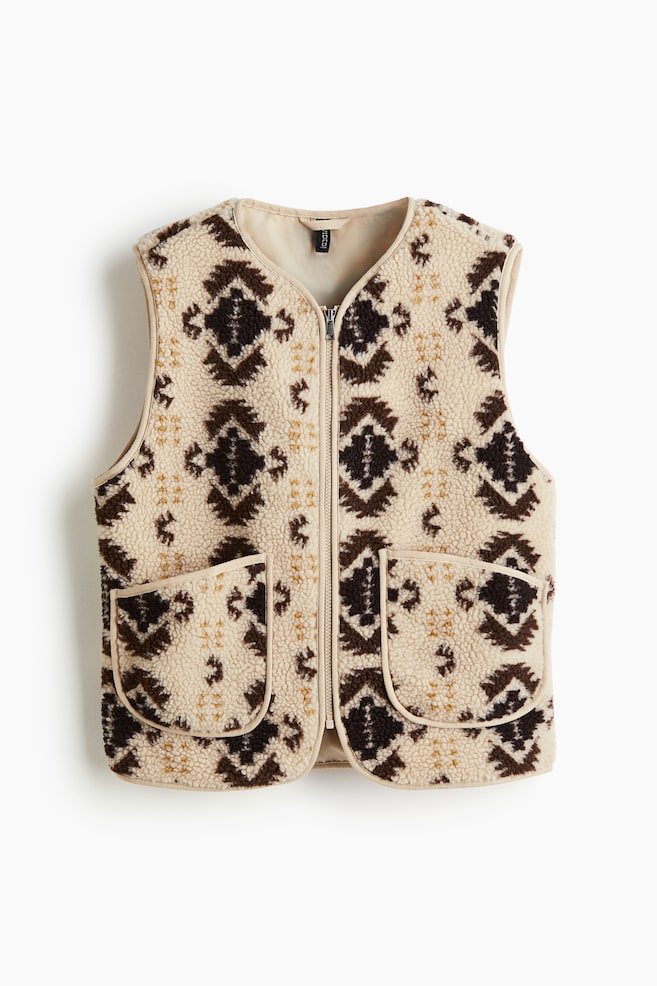 Teddy Fleece Vest - Beige/patterned/White - 1