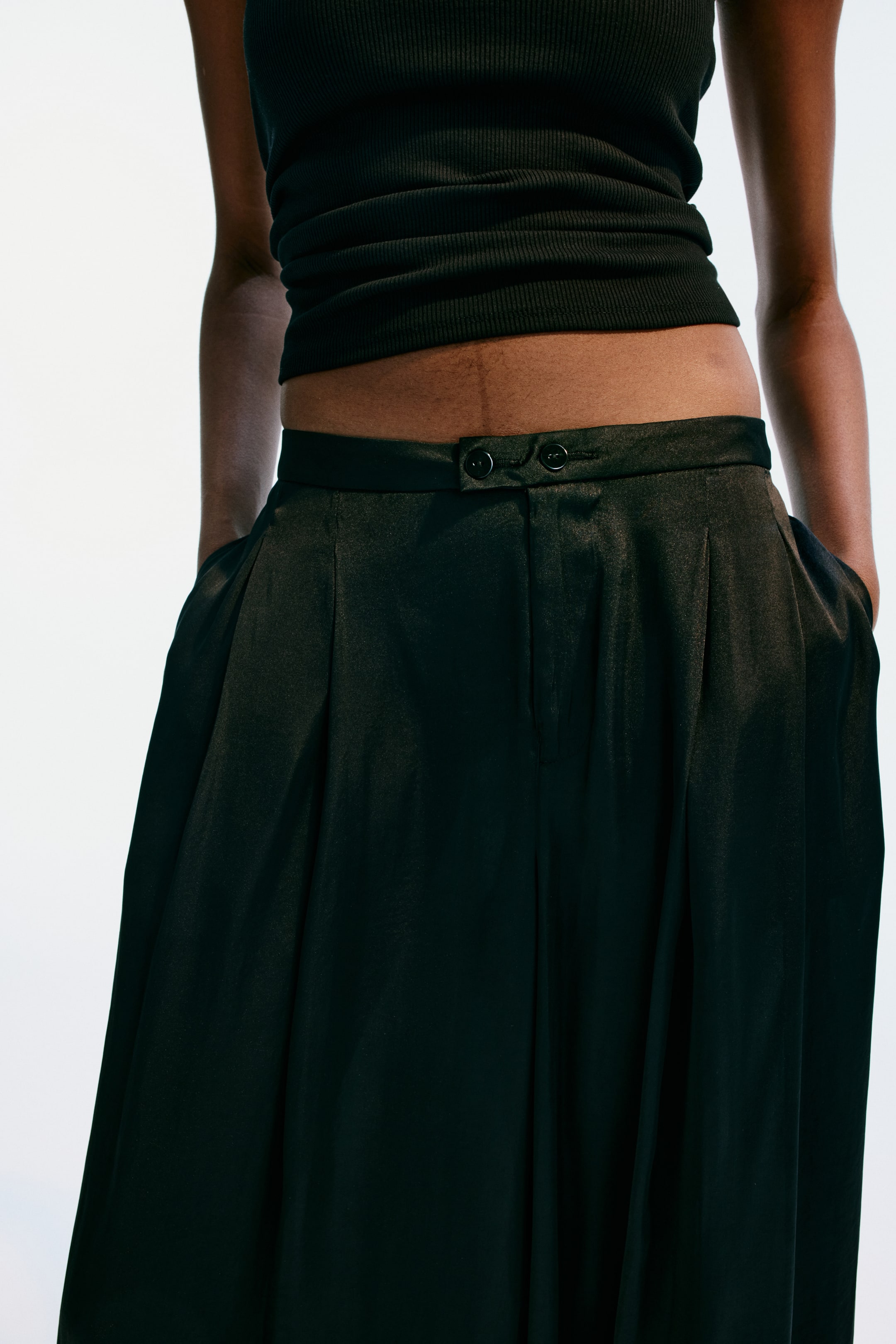 Wide-Leg Satin Pants