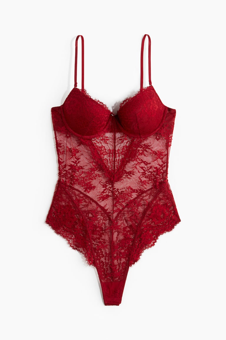 Ropa Interior Bodys Rojos De Encaje Body Push-up De Encaje Rojo