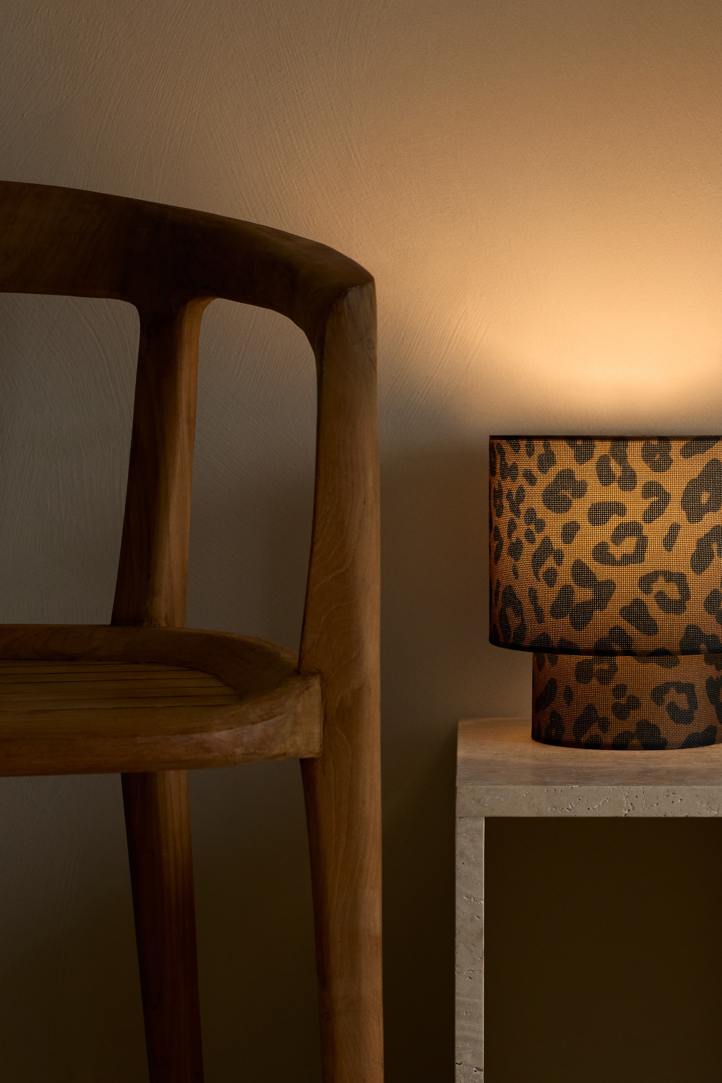Patterned fabric-covered table lamp - Brown/Leopard print/Black/Striped/Green/Foliage