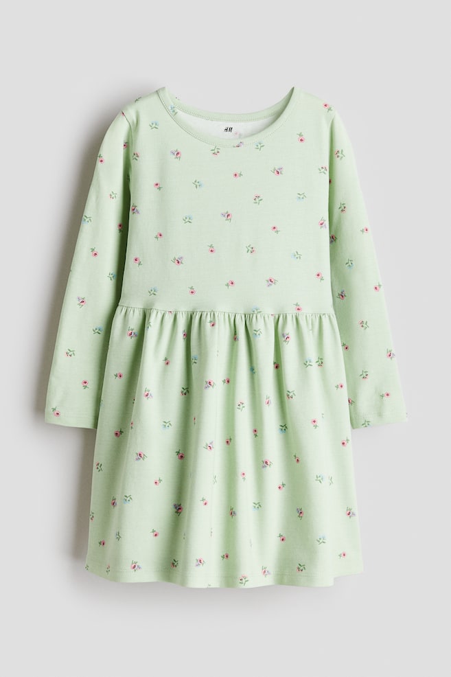 Printed Cotton Dress - Light green/floral/Beige/leopard print - 1