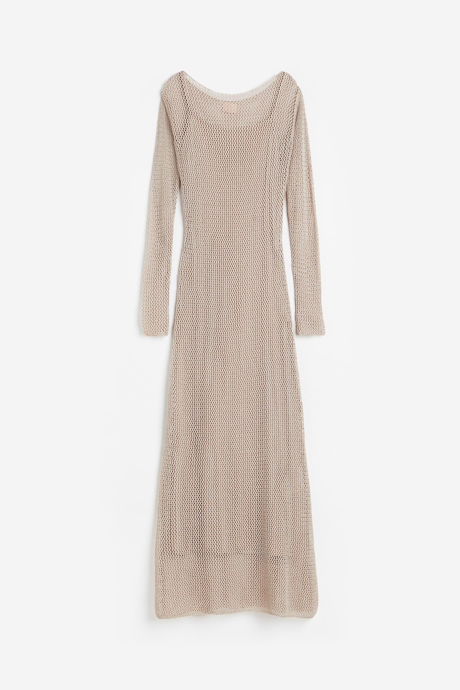 Silk Blend Hole Knit Dress - Beige - 1