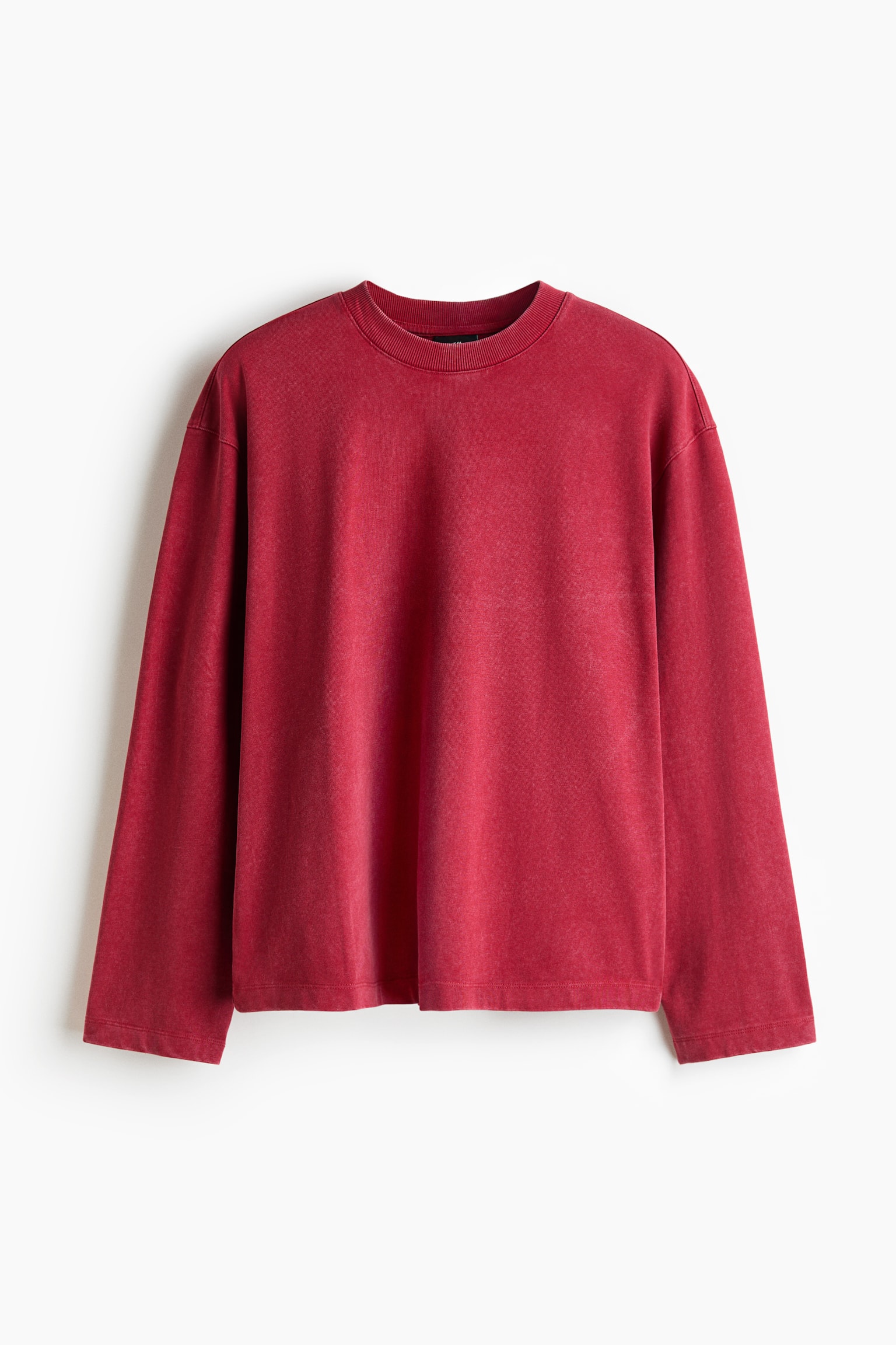 Boxy Relaxed-Fit Long-Sleeved T-Shirt - Red/Cream