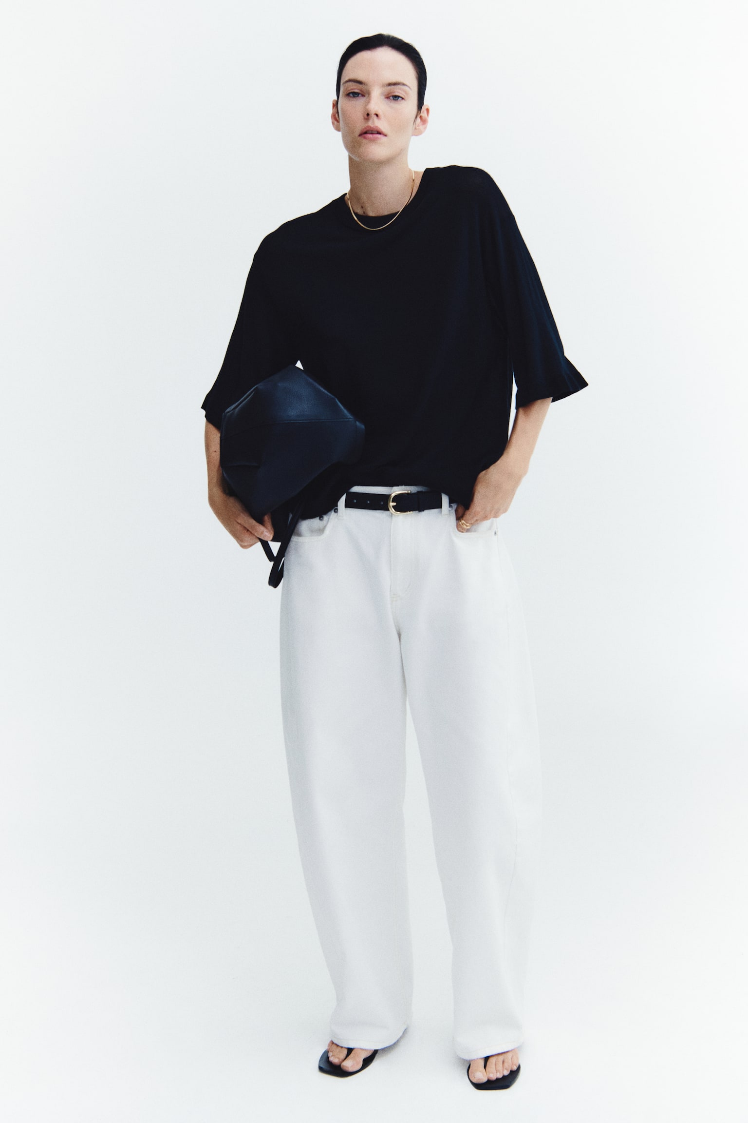Женская футболка H&M Merino Wool, цвет: Чёрный — фото 3