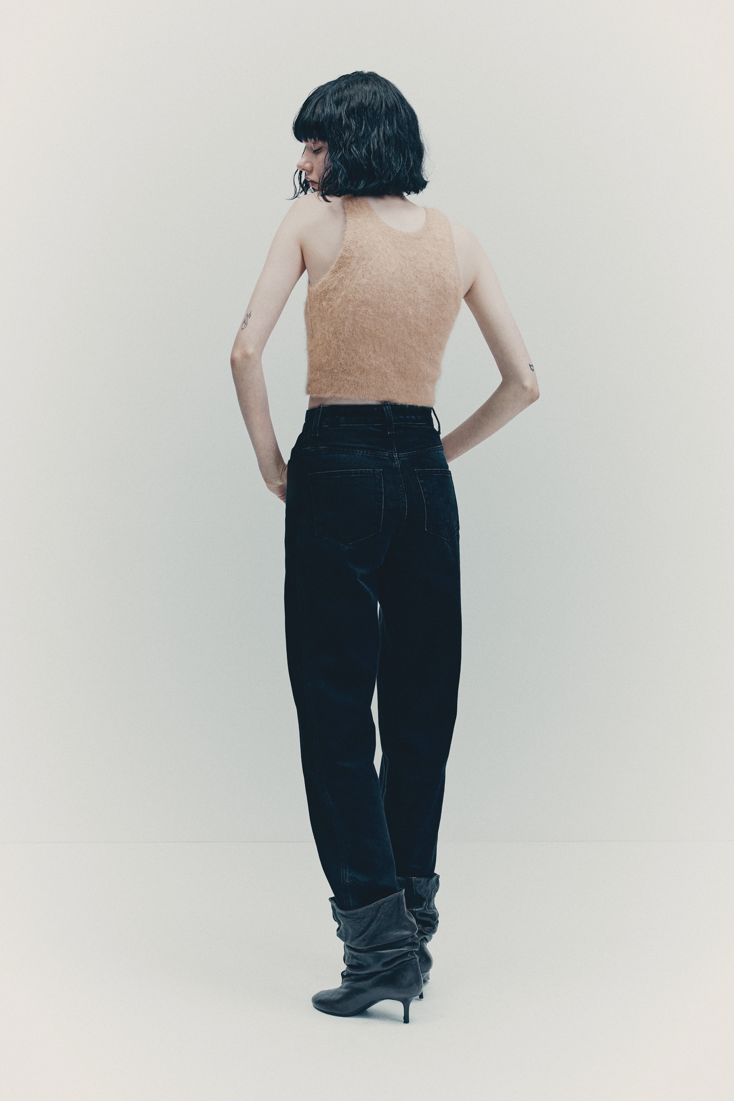 Cropped alpaca-blend vest top