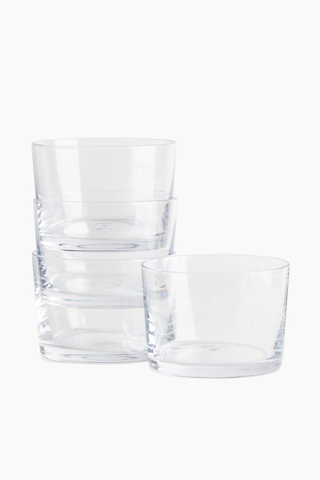 Set van 4 lage drinkglazen - Transparant - 1