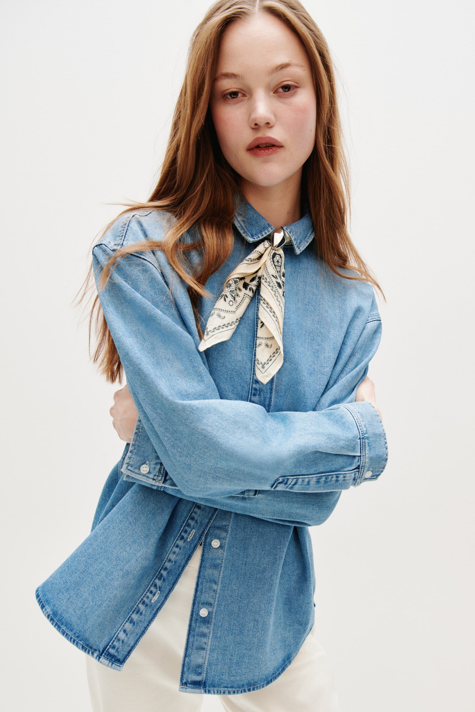 Oversized denim shirt - Denim blue/Denim blue - 4