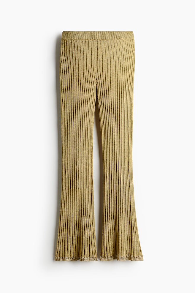 Pantalon scintillant en maille côtelée - Doré - 1
