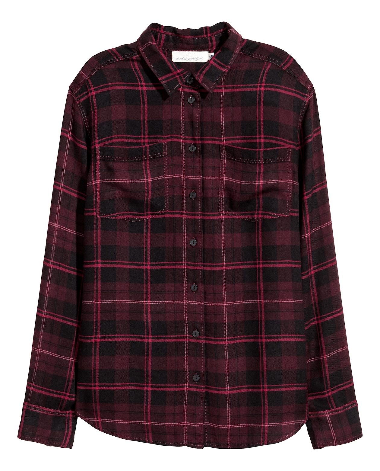 Flannel shirt - Long sleeve - Burgundy - Ladies | H&M GB