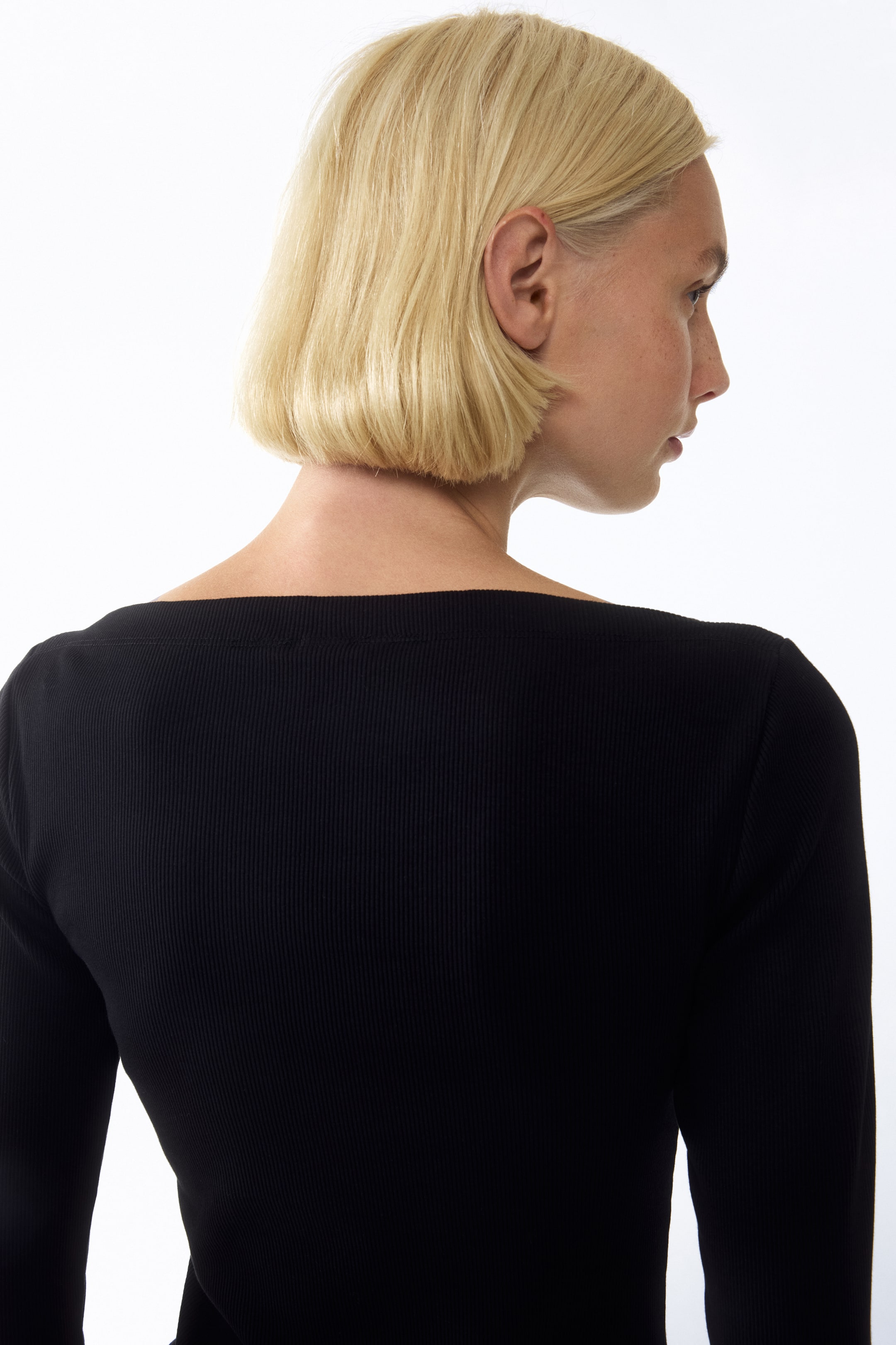 Ribbed Boat-Neck Top
