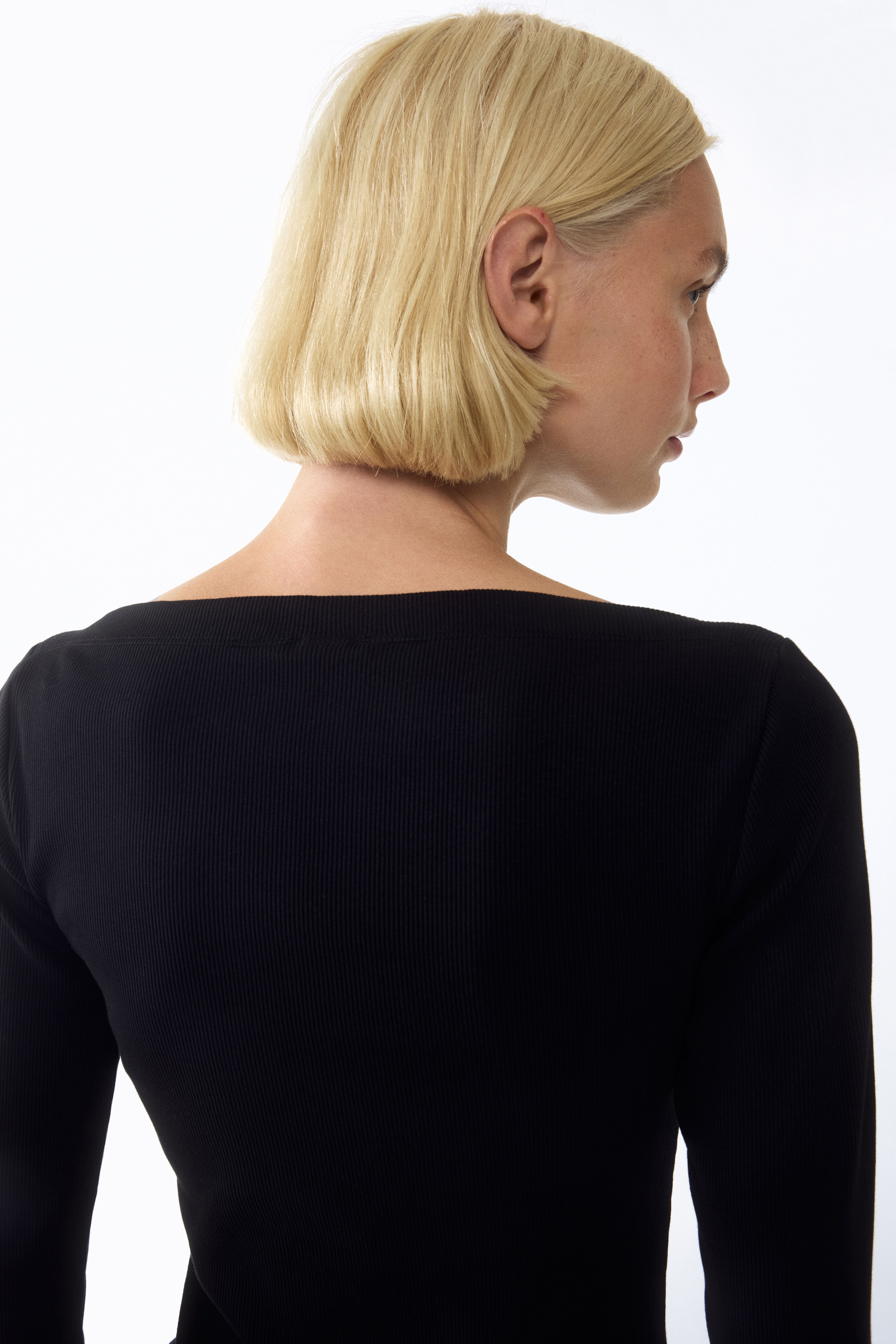 Ribbed Boat-Neck Top