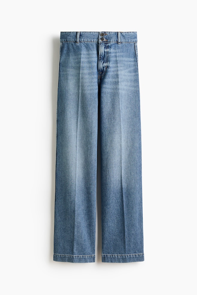 Wide High Waist Jeans - Denim blue/Dark denim blue/Light denim blue/White - 1