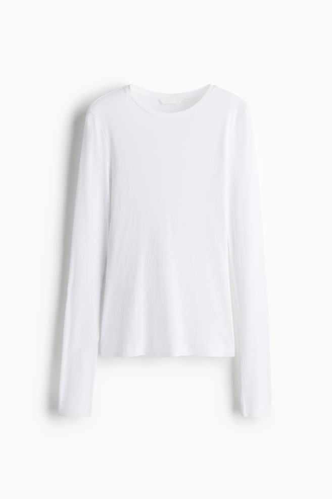 Ribbed cotton top - White/Dark grey - 1