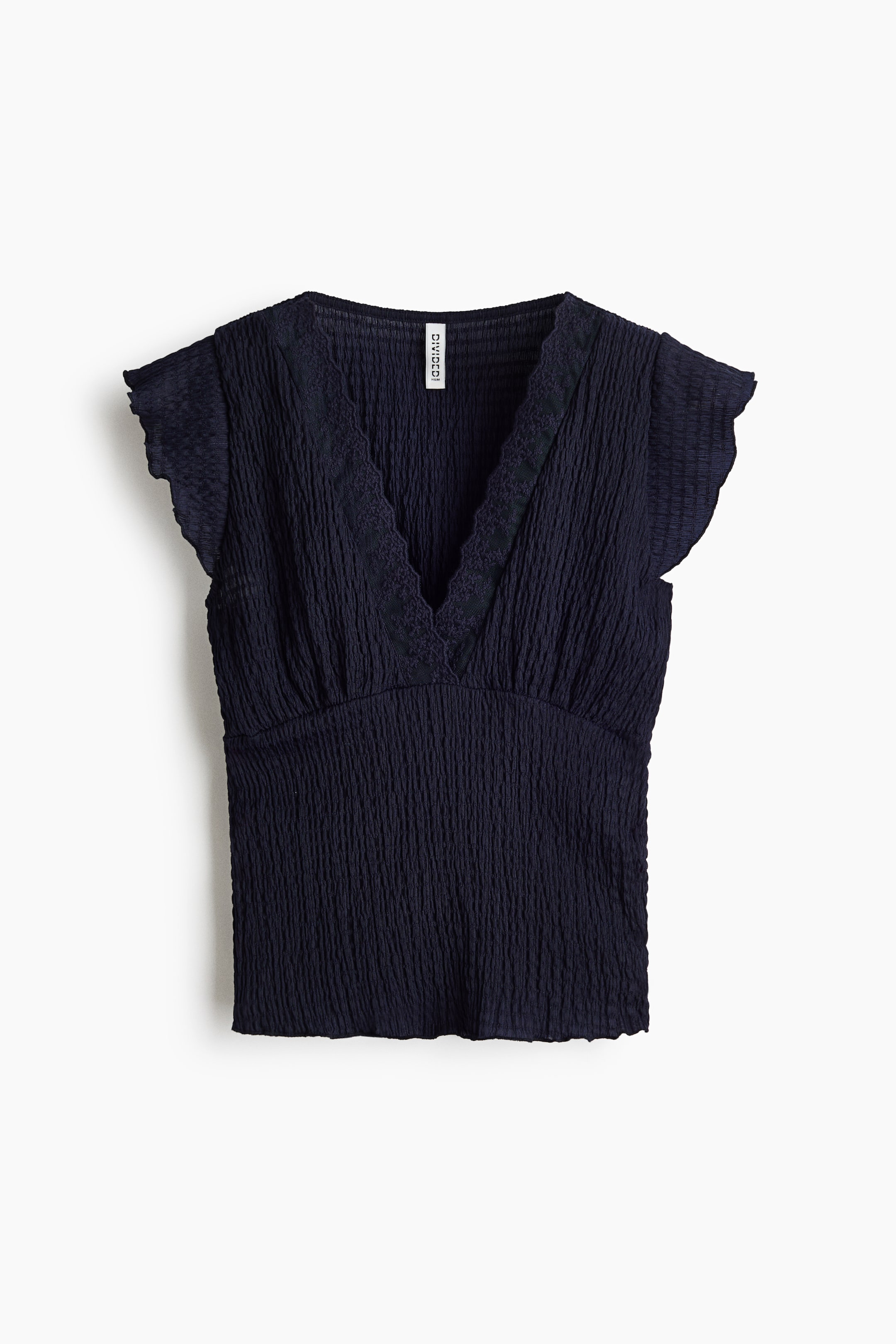 Lace-Trimmed Smocked Top