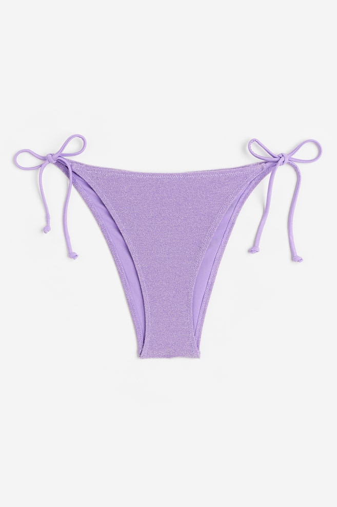 Tie tanga bikini bottoms - Purple/Purple/Patterned/Coral/Dark brown - 2