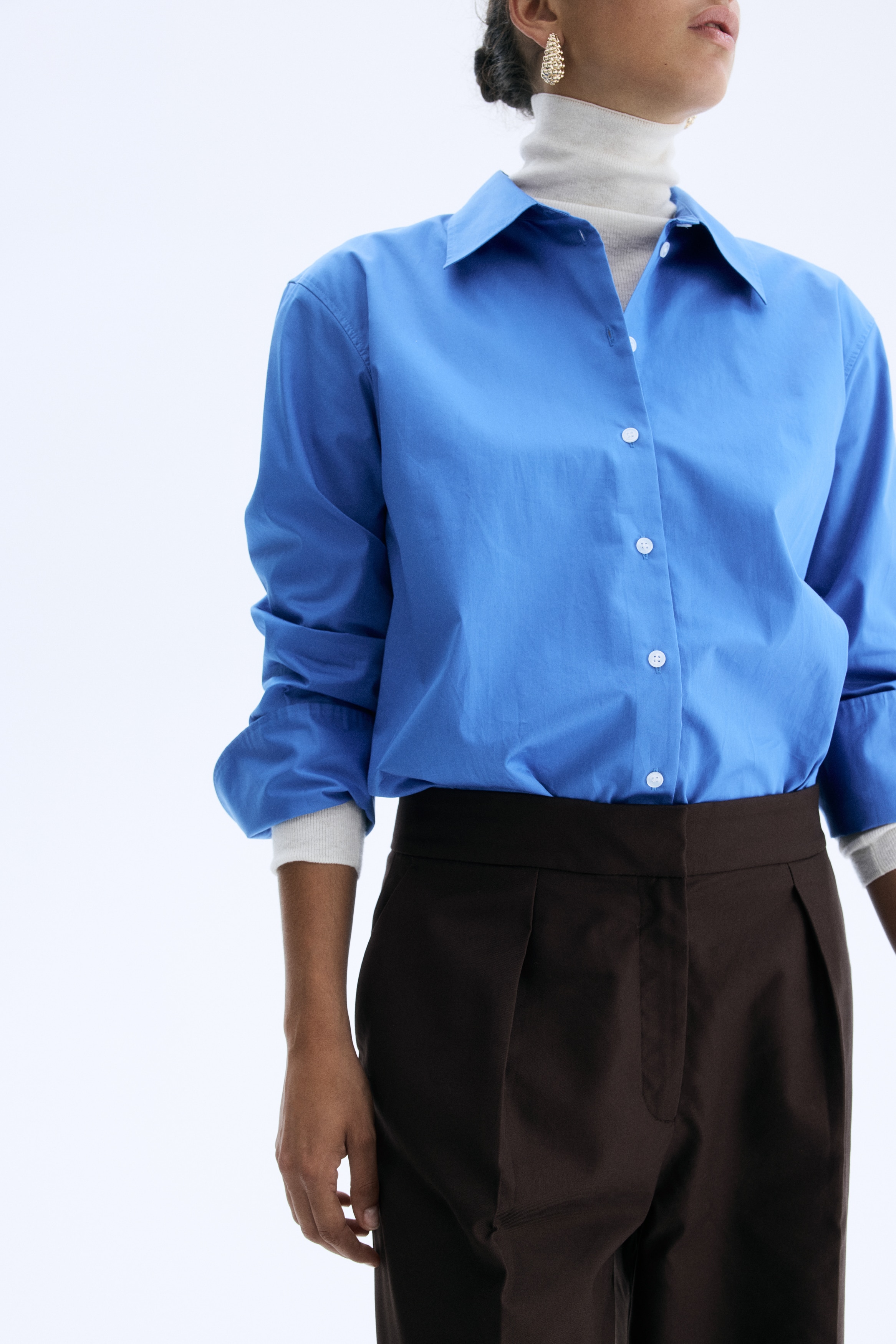 Wide twill trousers