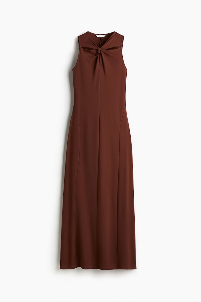 Vestido con detalle de nudo - Marrón oscuro - 1
