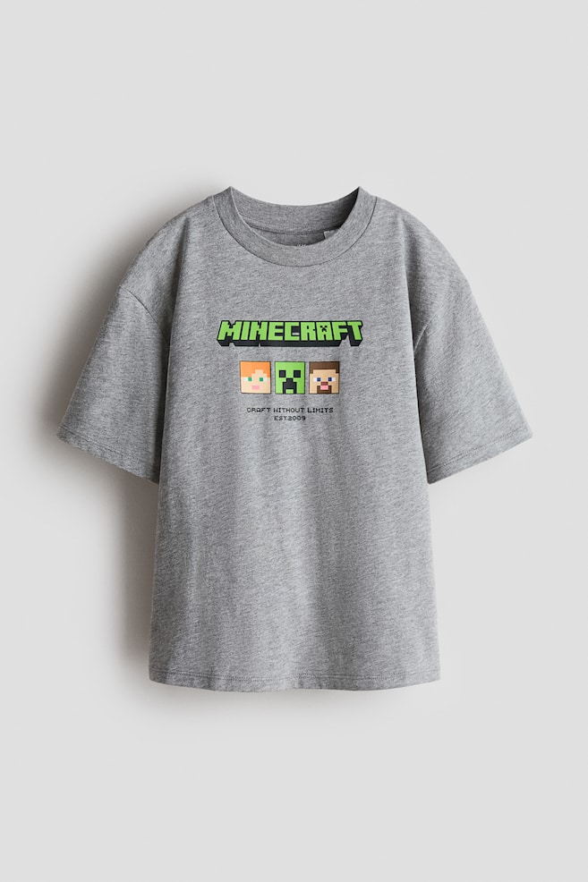 Oversized printed T-shirt - Grey marl/Minecraft/Dusty blue/PAW Patrol/Dark grey/Toy Story/Dusty turquoise/Pokémon/Beige/Snoopy/Light dusty green/Minecraft/White/Pokémon/White/FIFA World Cup 2026™/Dark grey/Lilo & Stitch/Dark grey marl/Marvel Comics/White/Pokémon/Blue/Sesame Street - 1