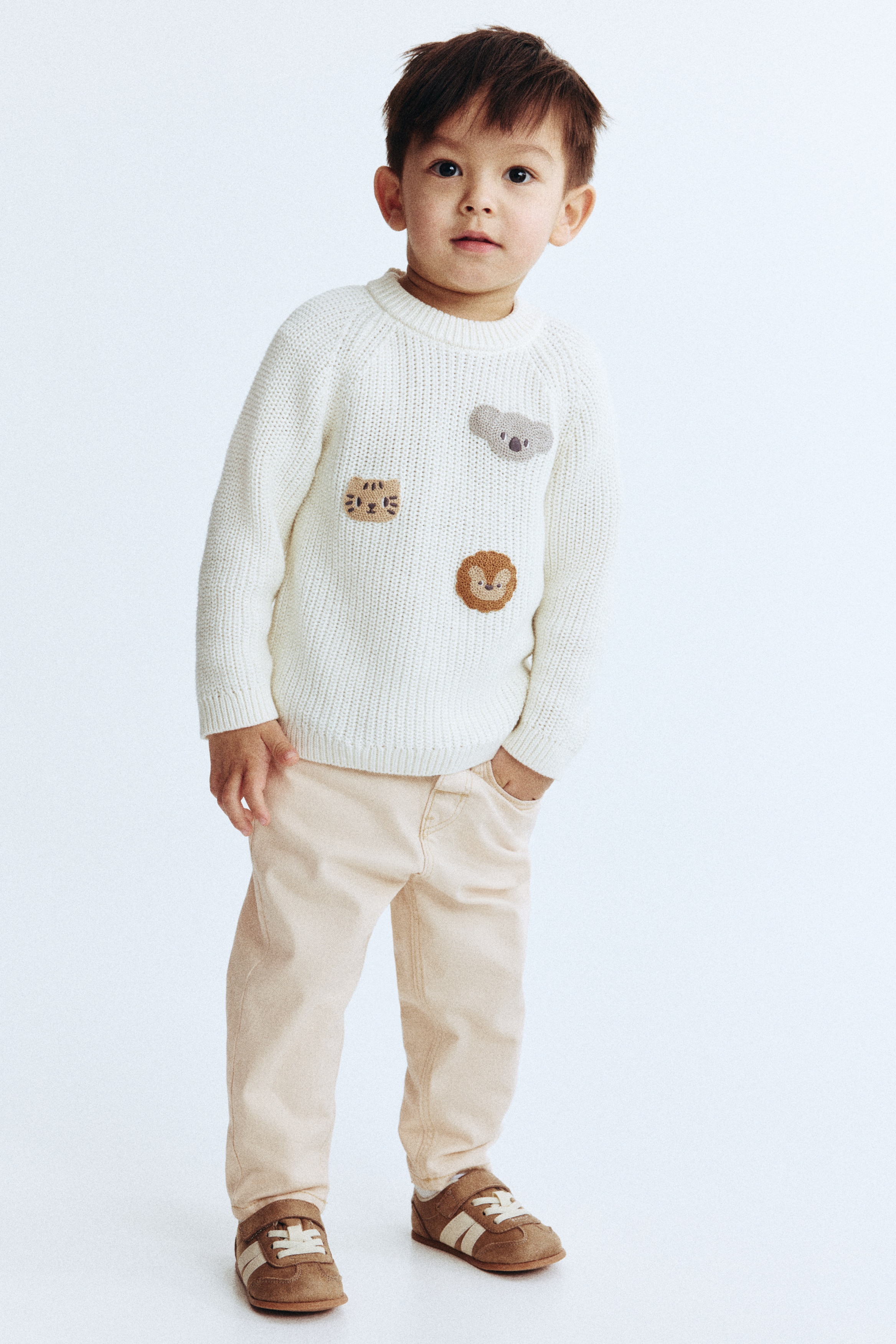 Puuvillaiset farkut - Vaaleanbeige/Deniminsininen/Deniminsininen