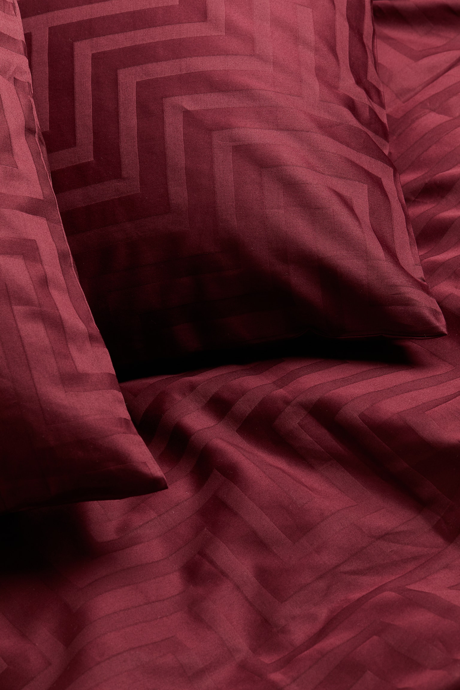 Cotton sateen double duvet cover set - Dark red/Light beige/Patterned/Anthracite grey/Patterned - 2