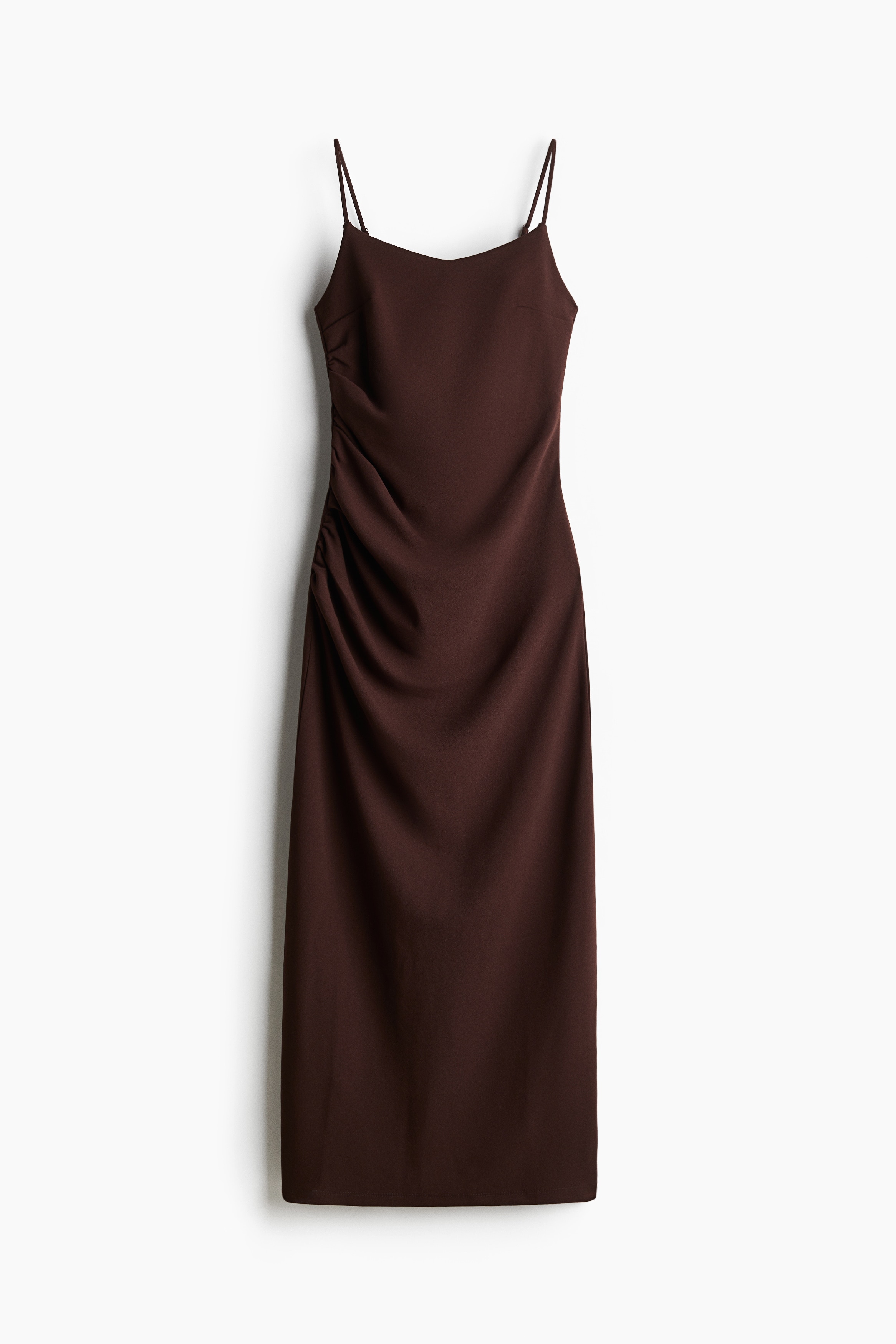 Draped Strappy Dress - Dark brown/Pink