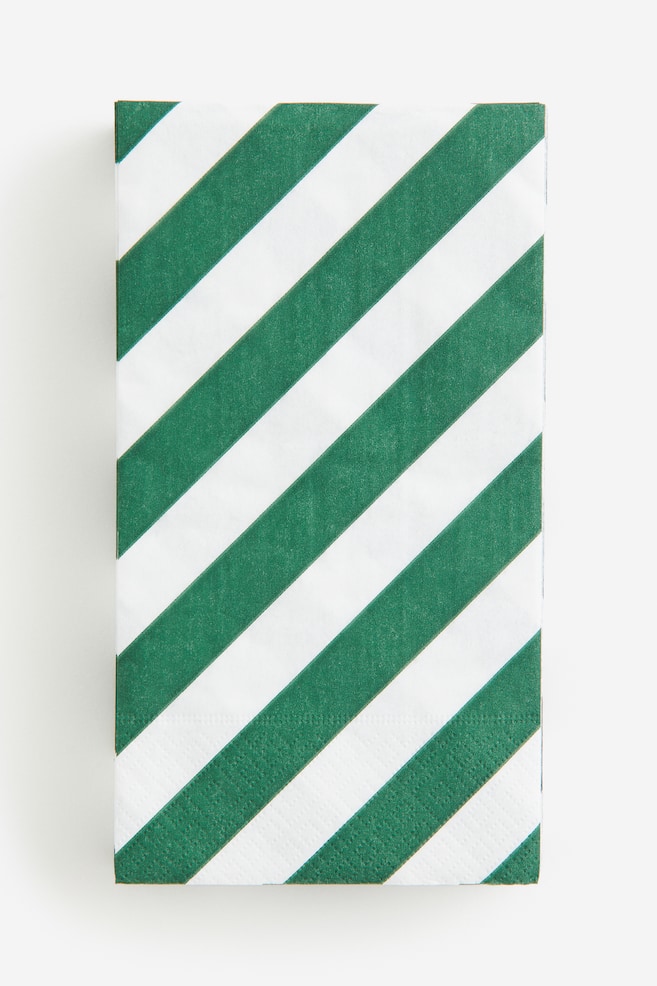 Lot de 15 serviettes en papier - Vert/rayé/Rouge/rayé - 1
