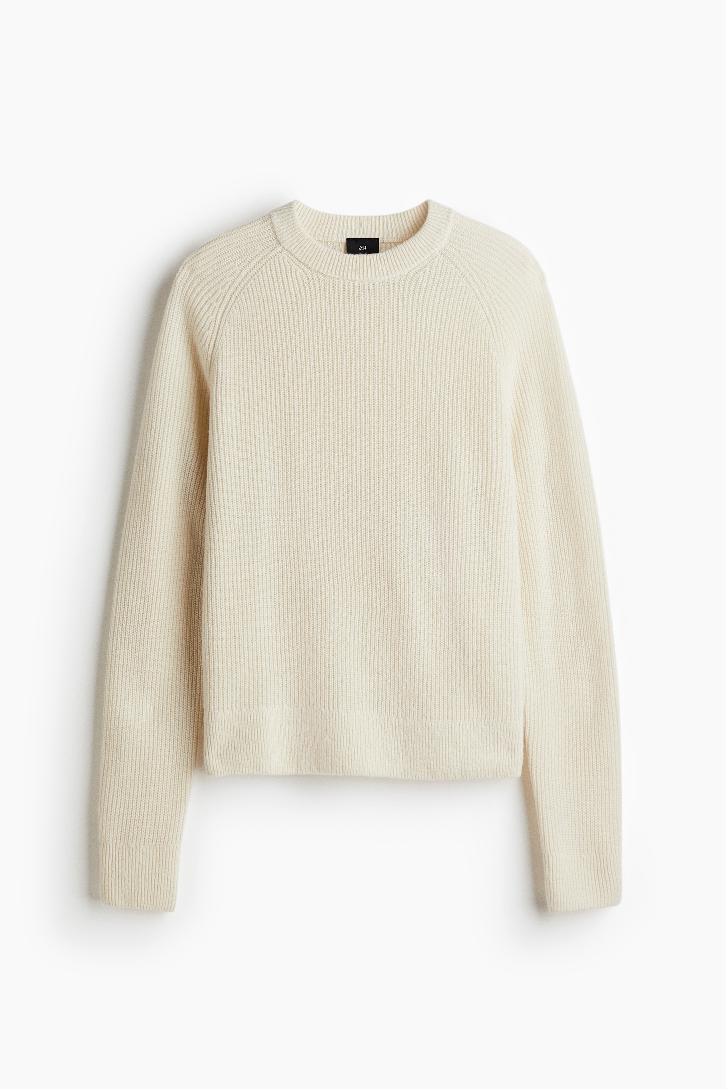Regular Fit Rib-knit wool jumper - Beige/Dark grey/Black