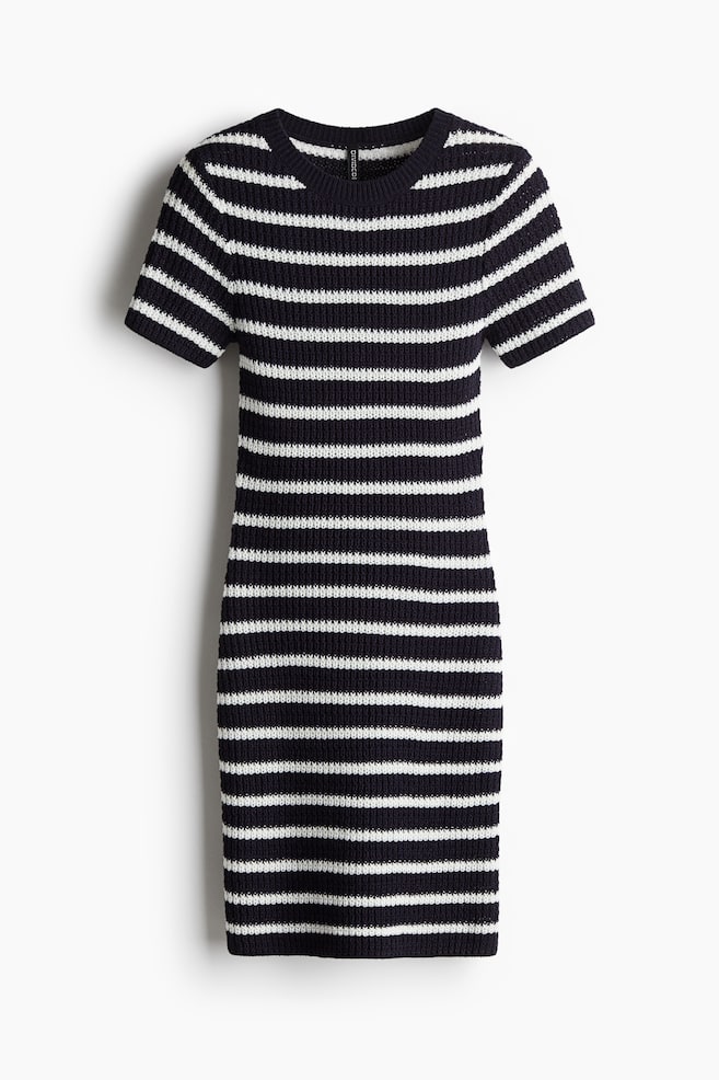 Vestido ajustado de punto - Azul marino/Rayas - 1