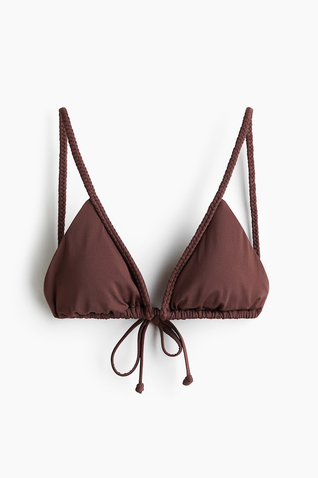 Padded triangle bikini top - Dark brown/Red/Blue - 1