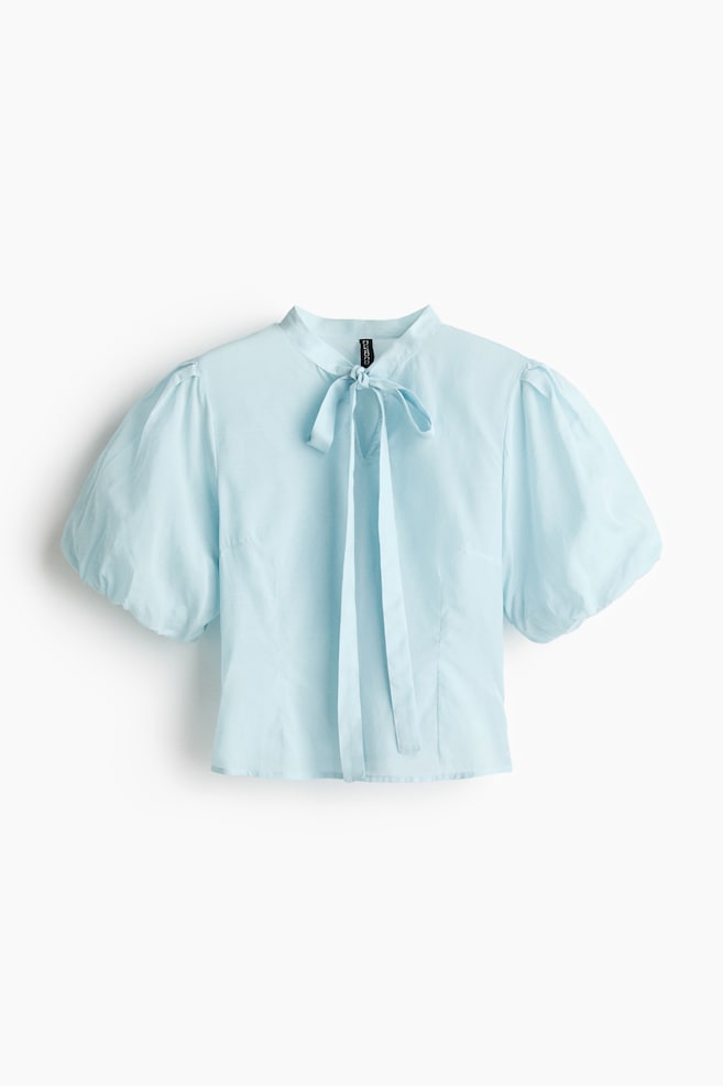 Blouse à manches bouffantes - Turquoise clair - 1