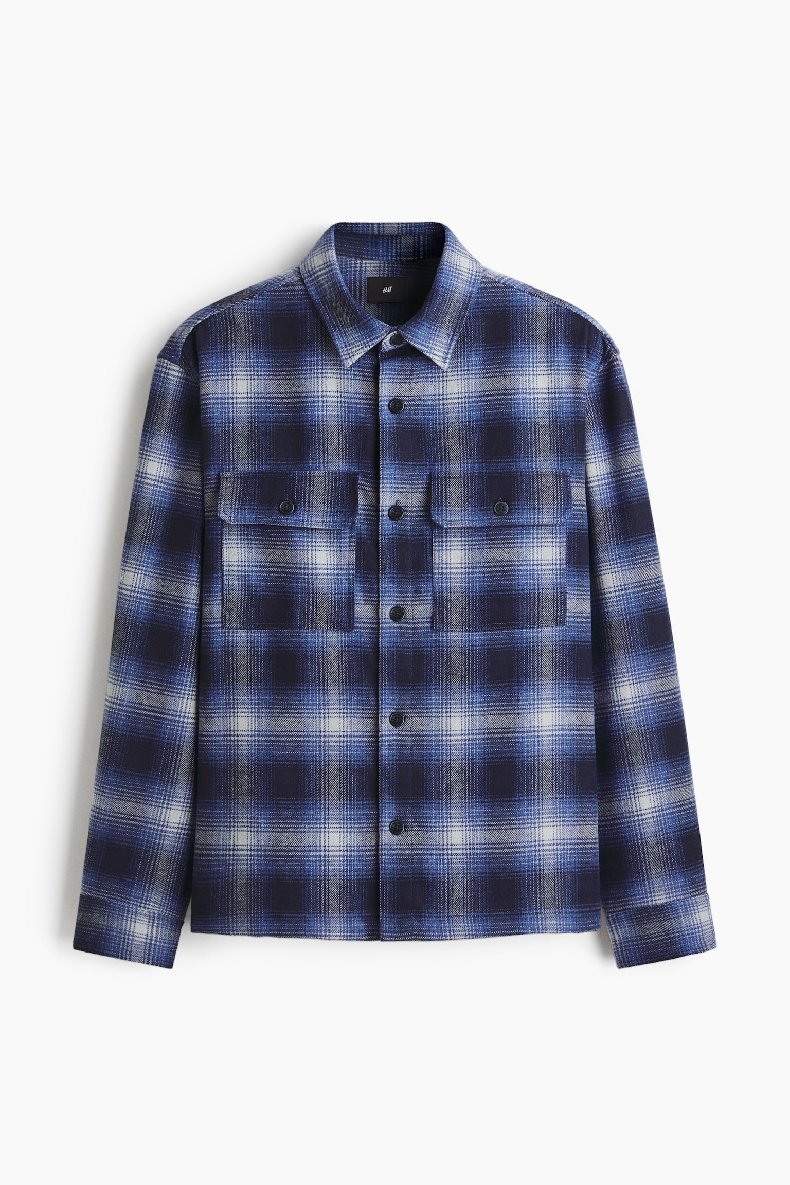 Sobrecamisa de franela Regular Fit - Azul oscuro/Cuadros/Café/Cuadros/Beige/Cuadros blancos/Verde caqui oscuro/Cuadros/Gris oscuro/Cuadros/Negro/Cuadros grises/Azul oscuro/Cuadros - 1